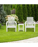 Sugift 15 Inch Patio Square Wooden Slat End Side Coffee Table for Garden-White