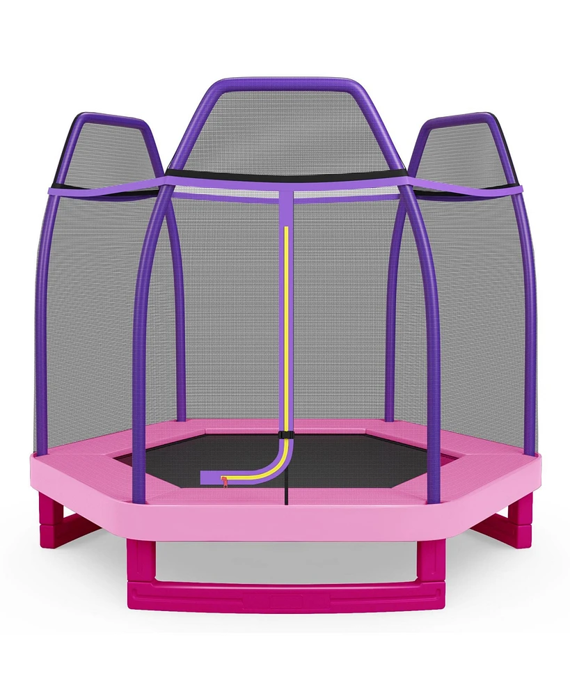 Sugift 7 Feet Kids Recreational Bounce Jumper Trampoline-Pink