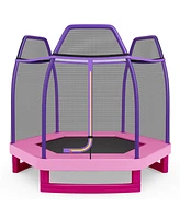 Sugift 7 Feet Kids Recreational Bounce Jumper Trampoline-Pink