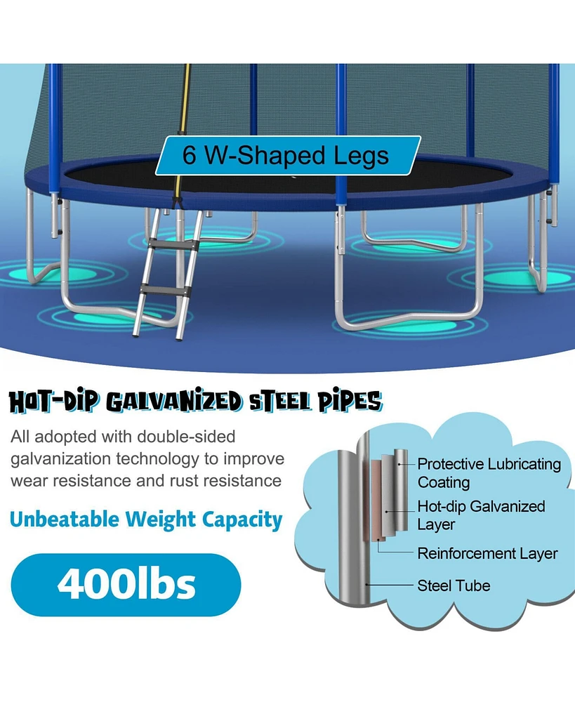 Sugift Outdoor Recreational Trampoline with Enclosure Net-16 ft