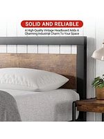 gaomon Bed Frame With Headboard, Industrial Platform Bedframe No Box Spring Needed