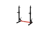 Slickblue Adjustable Multi-Function Barbell Stand and Squat Bench Press Trainer for Home Indoor Fitness