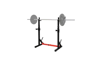 Slickblue Adjustable Multi-Function Barbell Stand and Squat Bench Press Trainer for Home Indoor Fitness