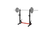 Slickblue Adjustable Multi-Function Barbell Stand and Squat Bench Press Trainer for Home Indoor Fitness