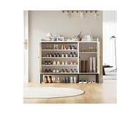 gaomon Shoe Cabinet with 3 Rattan Doors, Freestanding Shoe Storage Organizer with Adjustable Shelves, 7