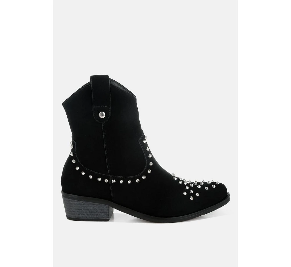 Rag & Co Hira Studs Embellished Cowboy Boots