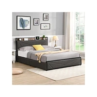 gaomon Full Bed Frame, Full Size Bed , Storage Headboard With Charging Station, Solid And Stable, Noise Free, No Box Spring Needed, Easy Assembly