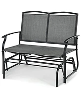 Sugift Iron Patio Rocking Chair for Outdoor Backyard and Lawn-Gray