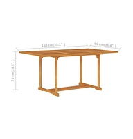 vidaXL Patio Table 59.1"x35.4"x29.5" Solid Teak Wood