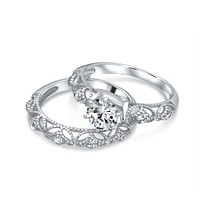 Bling Jewelry 1 Ct Round Cubic Zirconia Solitaire Cz promise ring Band Set .925 Sterling Silver