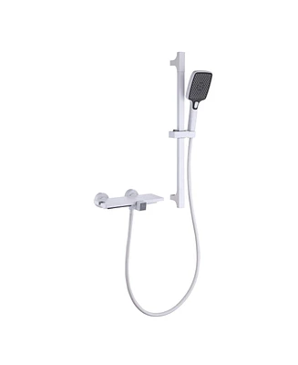 Mondawe White 2-Functiom Tub and Shower Faucet with Rough-in Value and 4.93GPM Waterfall Spout