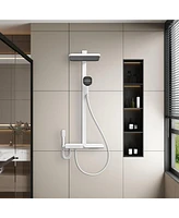 Mondawe White 4-Functiom Shower Faucet System Set with Handheld Spray (Rough-in Value Included)