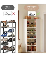 Tribesigns Shoe Cabinet, 9-Tier Shoe Organizer with Open Shelves, Heavy Duty Wooden Shoe Storage Cabinet for 40