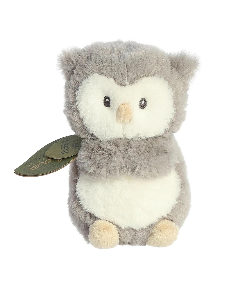 ebba Small Owlet Rattle Eco Eco-Friendly Baby Plush Toy Gray 6"