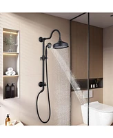 Mondawe Matte Black Shower Faucet with 2-Function 8 Inch Rainfall Shower Head