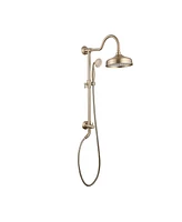 Mondawe Brushed Gold Shower Faucet with 2-Function 8 Inch Rainfall Shower Head