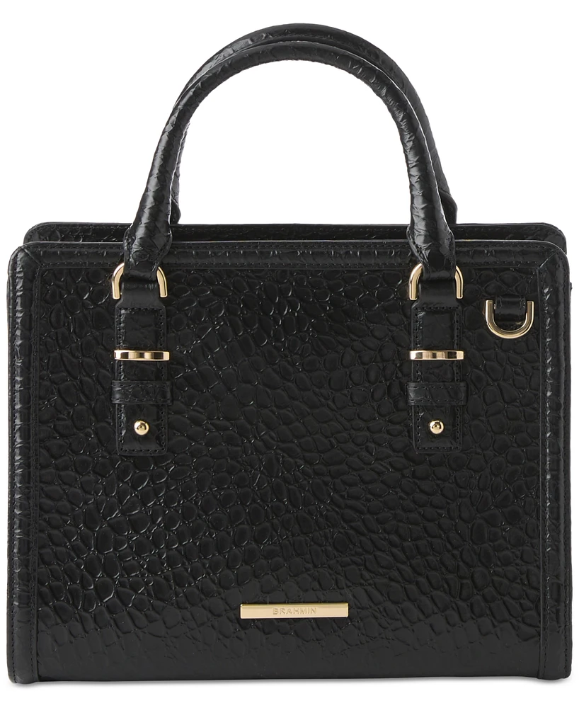 Brahmin Cami Black Hematite Small Leather Satchel