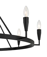 Possini Euro Design Covey Semi Gloss Black Ring Chandelier Lighting 35 3/4" Wide Modern Tapering Candles 8-Light Fixture for Dining Room House Foyer K