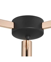 Possini Euro Design Coburn 16 3/4" Modern Industrial Semi Flush-Mount Ceiling Light Fixture Kitchen Foyer Hallway 3-Light Black Rose Gold Finish Mesh