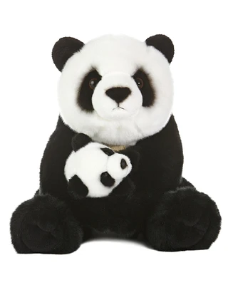 Aurora Large Panda With Cub Miyoni Realistic Plush Toy Black 15"