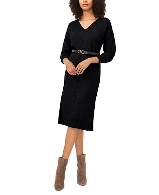 Vince Camuto Women's V-Neck Long Sleeve Sweater Dress