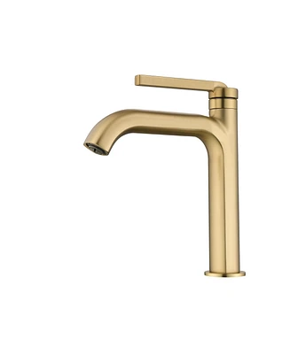 Mondawe Single Handle Bathroom Sink Faucet, Modern Bathroom Faucet with Sprayer Brushed Gold