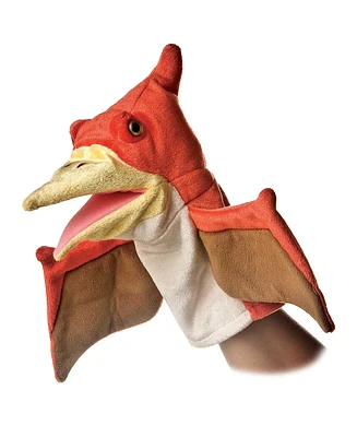 Aurora Medium Pteranodon Hand Puppet Interactive Plush Toy Orange 10"