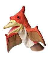 Aurora Medium Pteranodon Hand Puppet Interactive Plush Toy Orange 10"