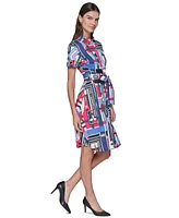 Karl Lagerfeld Paris Women's Printed Short-Sleeve Shirtdress