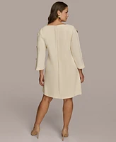 Donna Karan New York Plus Boat-Neck Embellished-Slit-Sleeve Dress