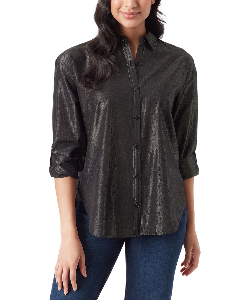 Gloria Vanderbilt Petite Amanda Sparkle Button-Front Shirt