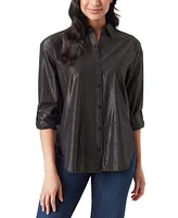 Gloria Vanderbilt Petite Amanda Sparkle Button-Front Shirt