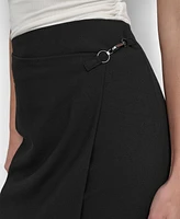 Dkny Petite Faux-Wrap Asymmetric-Hem Mini Skirt