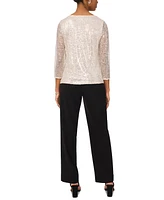 Msk Petite Sequin 3/4-Sleeve Cowlneck Top