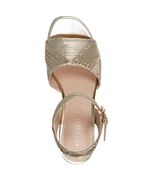 Marc Fisher Women's Seleny Metallic High Block Heel Platform Sandals