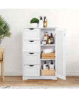 Sugift 4 Drawers Bathroom Storage Cabinet, White