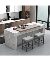 Costway 24.5" Bar Stool Set of 2 with Solid Rubber Wood Frame Humanized Footrest Kitchen