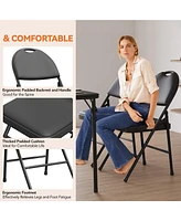 gaomon Folding Chairs 2 Pack, Metal Foldable Chair with Cushion and Non-Slip Feet Pads
