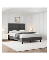 gaomon Platform Bed Frame, Linen Upholstered Bed Frame, Wooden Slats Support, No Box Spring Needed