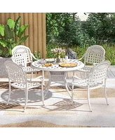Gymax 4 Pieces Cast aluminum patio chair bistro dining chair outdoor cast aluminum chair