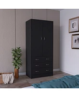 Melfa 71" H Armoire, with 2 doors, 3 drawers and 1 hanging rod, White