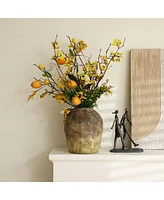 LuxenHome Rustic Ginger Root Brown Terracotta 11-Inch Tall Indoor and Outdoor Jug Vase