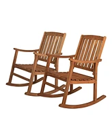 Jonathan Y Penny Classic Slat Back Acacia Wood Patio Outdoor Rocking Chair