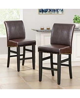 Upholstered Counter Stool With Solid Wood Frame (Set Of 2)