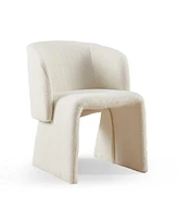Modern Accent Chair White Single Sofa Chair, Upholstered Side Chair Teddy Comfy Chair for Dining Room/Bedroom/Living Room/Reception-Off White-1PC