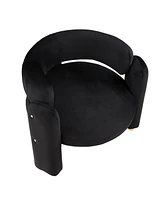Stylish Barrel Accent Chair: Curved Arms, Waterfall Seat, Hollow Backrest