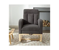 Streamdale Furniture Modern Accent Rocking Chair Rocking Chair with Solid Wood Legs, adjustable Footrest, Comfy Armchair with Side Pocket, Living Room