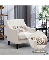 Streamdale Furniture Modern Accent Chair, Upholstered Armchair with Scooped Arms for Bedroom, Apartment, Studio, Office, Waiting Room(Beige Corduroy)