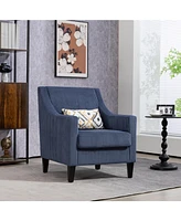 Streamdale Furniture Modern Accent Chair, Upholstered Armchair with Scooped Arms for Bedroom, Apartment, Studio, Office, Waiting Room(Blue Corduroy)