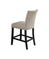 Streamdale Furniture Nolan Counter Height Chair (Set-2) in Linen & Salvage Dark Oak